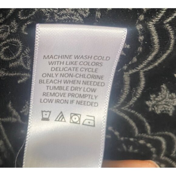 The Pioneer Woman Velvet Tunic Top XL Black Embroidered Long Sleeve Boho - Picture 6 of 10